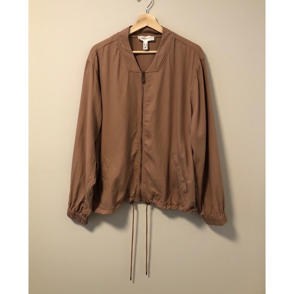 addition elle Jackets & Blazers - Tan Bomber Jacket with Drawstring Waist